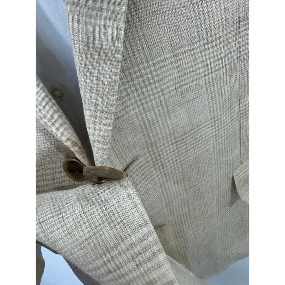Suitsupply Men Tan Lazio Pure Linen Glen Check Sport Coat Blazer 42R